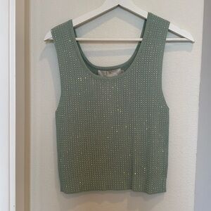 NWT Boho Macy’s Teal Green Lizette Collection Blue Rhinestone Tank | Size XL